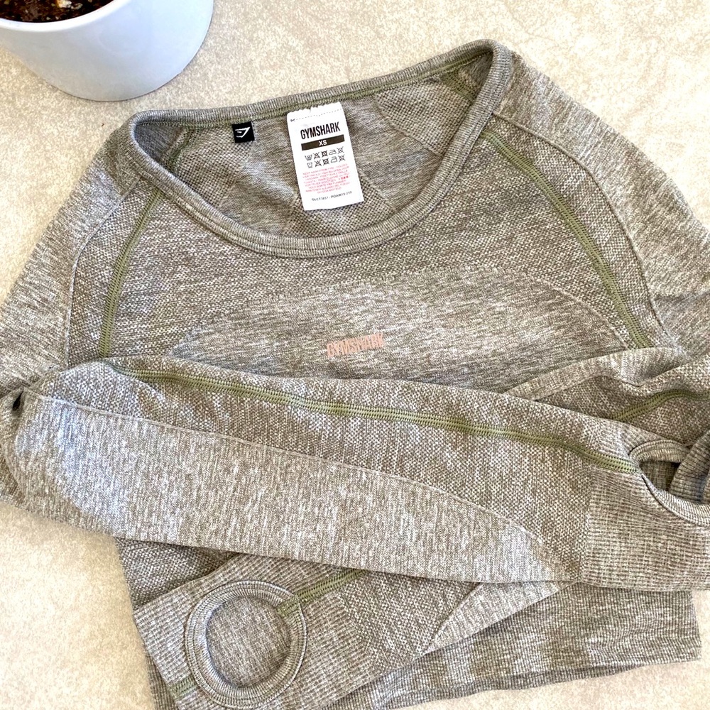 Gymshark Olive green long sleeve crop top
